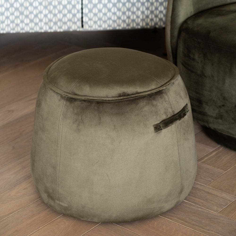 Libra Bingham Upholstered Stool Velvet Green