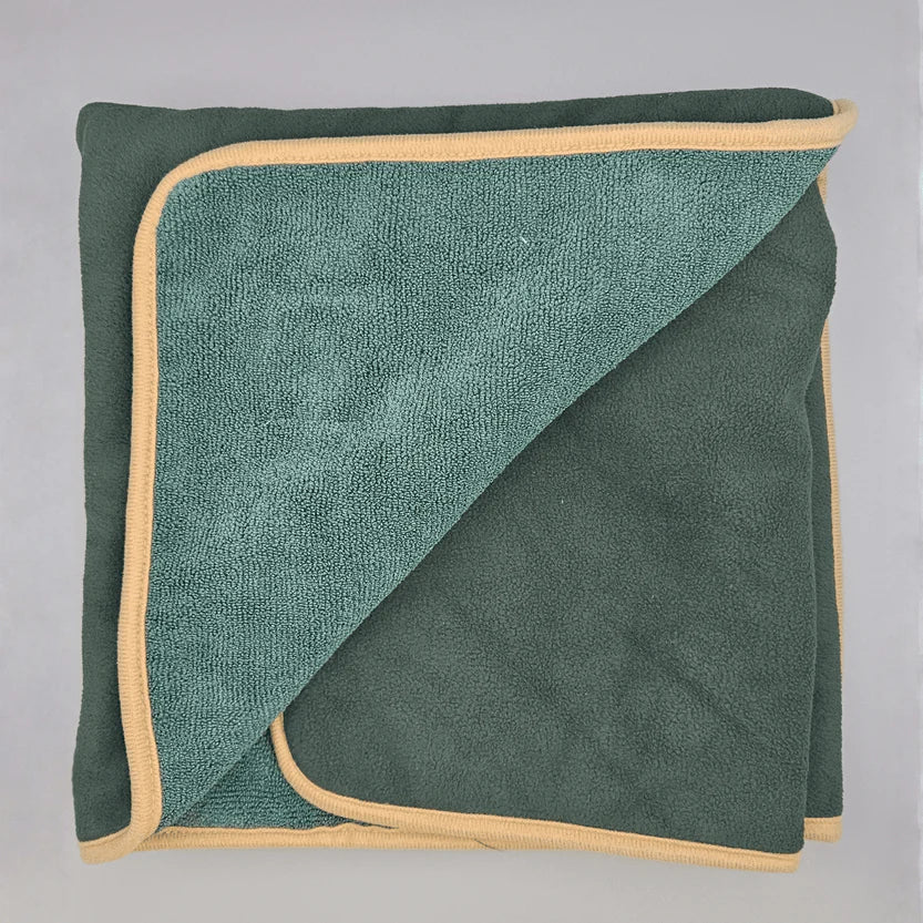 The Dog Haus - Forest Green Dog Robe, Towel and Mat Bundle