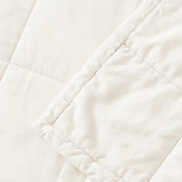 Close-up of a white quilted fabric texture