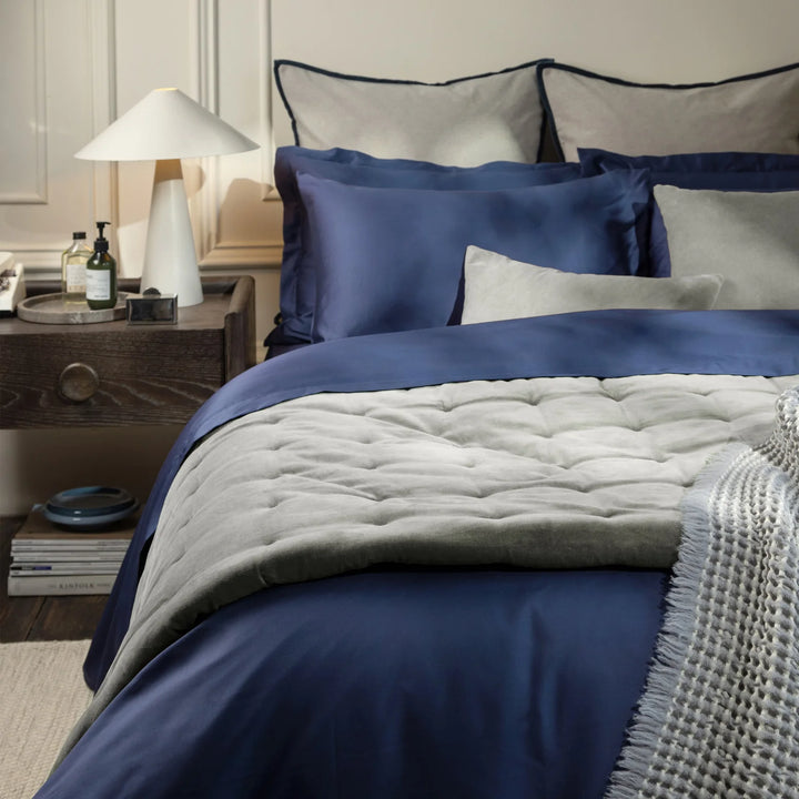 CHRISTY 400 TC Sateen Deep Fitted Sheet Navy - Pack of Two