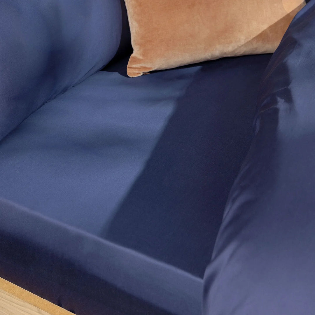 CHRISTY 400 TC Sateen Deep Fitted Sheet Navy - Pack of Two