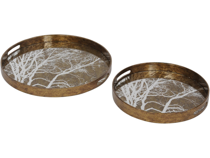Libra Vienna Antique Gold Set Of 2 Tree Trays