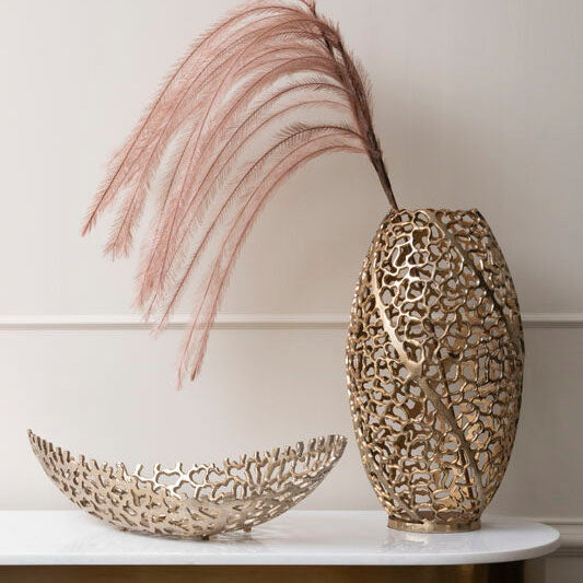 Libra Aussie Gold Coral Aluminium Ellipse Bowl 26x63x16cm
