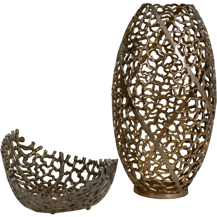 Libra Aussie Gold Coral Aluminium Ellipse Bowl 26x63x16cm