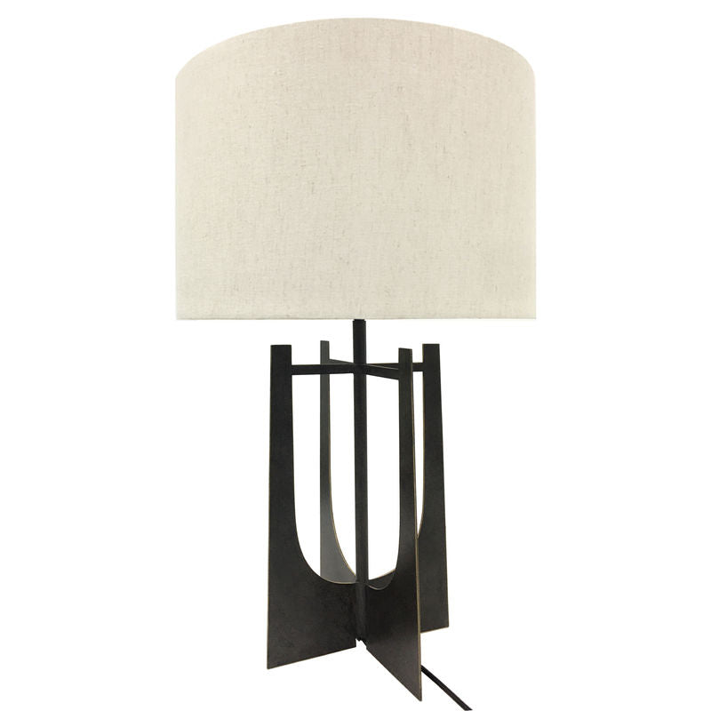 Libra Glenthorpe Hammered Iron Table Lamp Gilded Oak with Irish Linen Shade - E27 60W