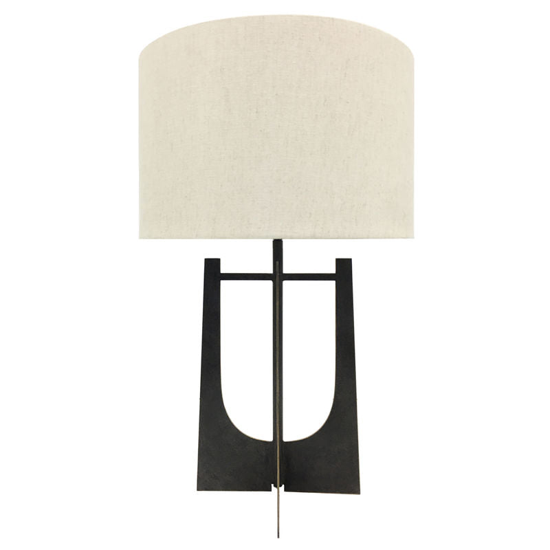 Libra Glenthorpe Hammered Iron Table Lamp Gilded Oak with Irish Linen Shade - E27 60W