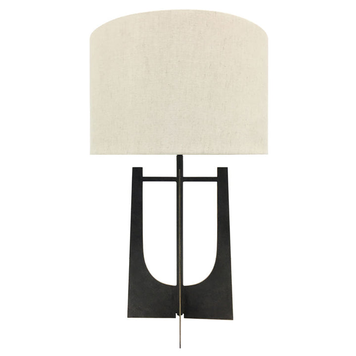 Libra Glenthorpe Hammered Iron Table Lamp Gilded Oak with Irish Linen Shade - E27 60W
