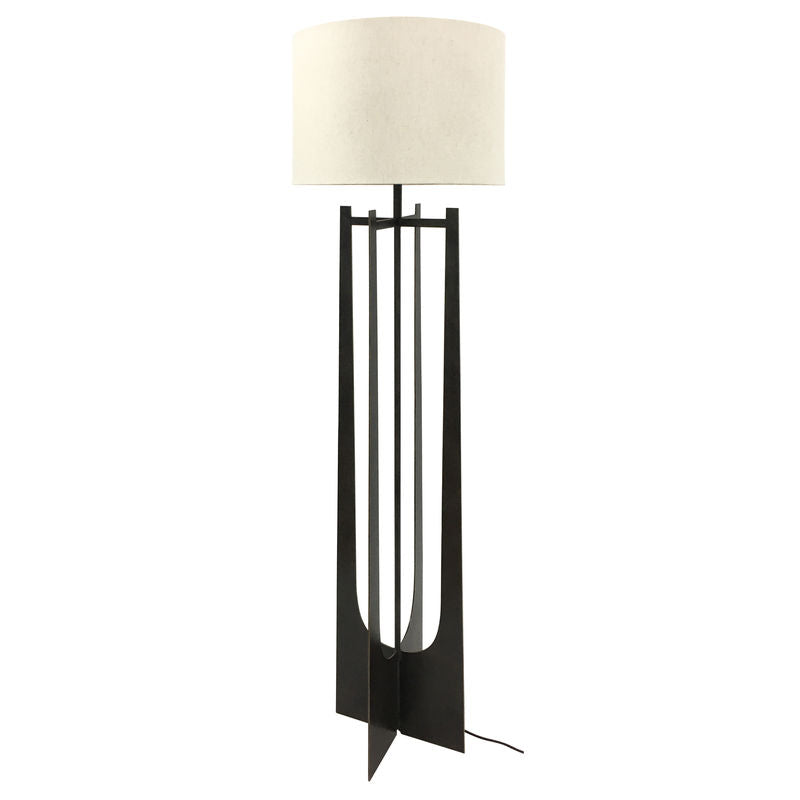 Libra Glenthorpe Hammered Iron Floor Lamp Gilded Oak Finish - E27 60W
