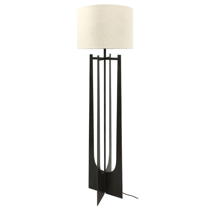 Libra Glenthorpe Hammered Iron Floor Lamp Gilded Oak Finish - E27 60W