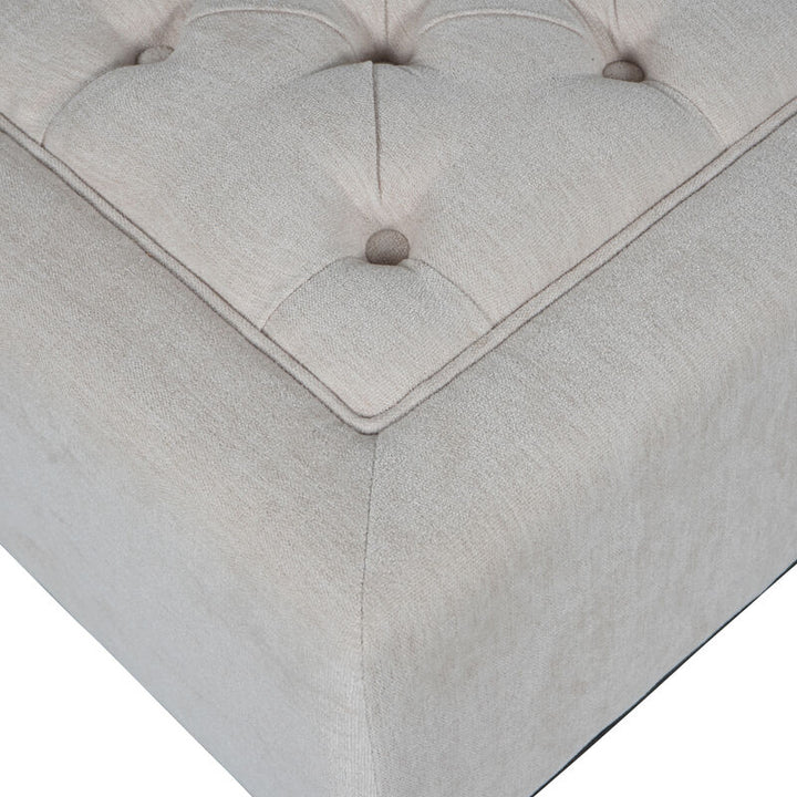 Libra Theodore Buttoned Stool in Ivory Fabric 81x61cm