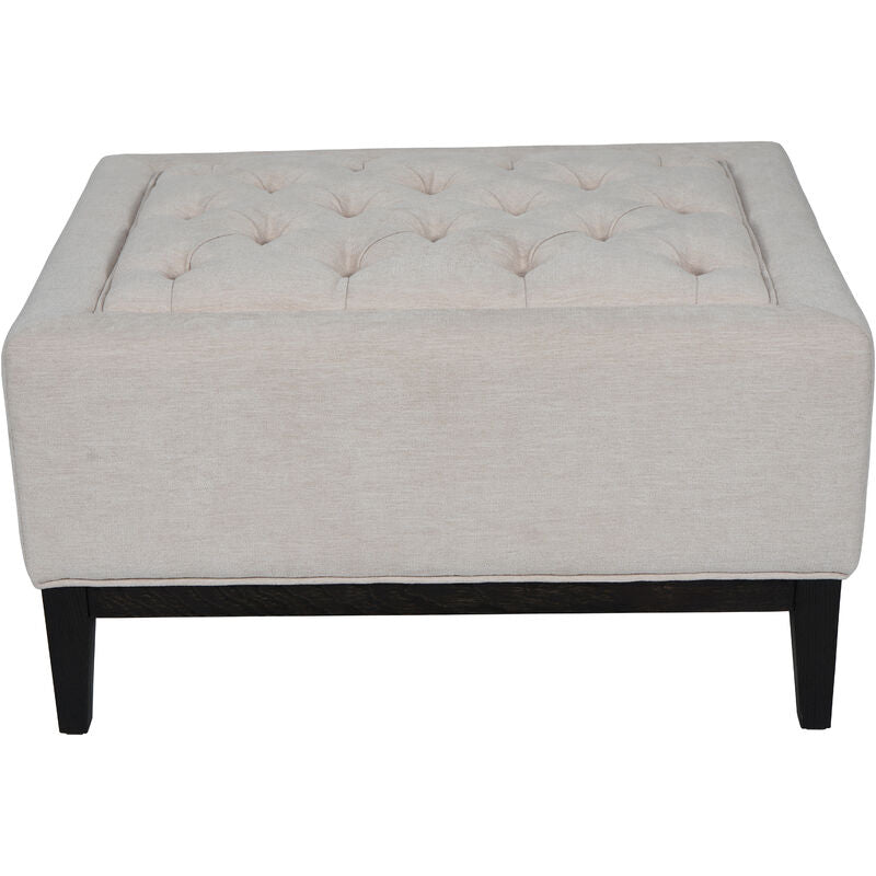 Libra Theodore Buttoned Stool in Ivory Fabric 81x61cm