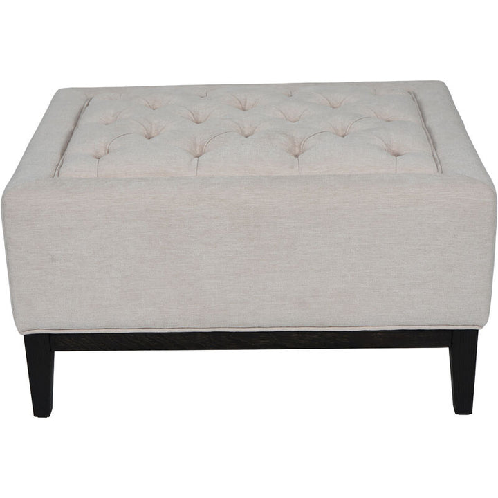 Libra Theodore Buttoned Stool in Ivory Fabric 81x61cm