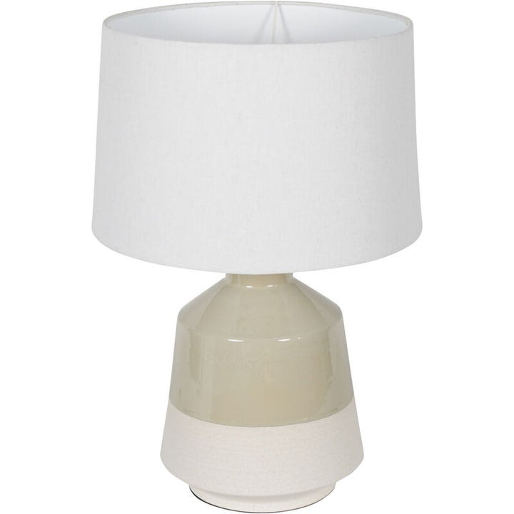 Libra Canterbury Soft Green Dipped Glaze Table Lamp 58cm with Ivory Coolie Shade