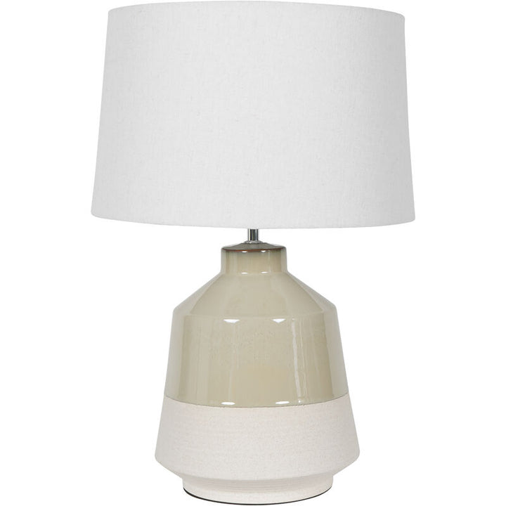 Libra Canterbury Soft Green Dipped Glaze Table Lamp 58cm with Ivory Coolie Shade