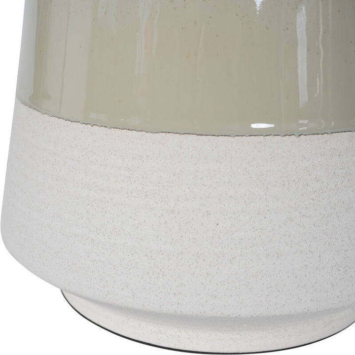 Libra Canterbury Soft Green Dipped Glaze Table Lamp 58cm with Ivory Coolie Shade