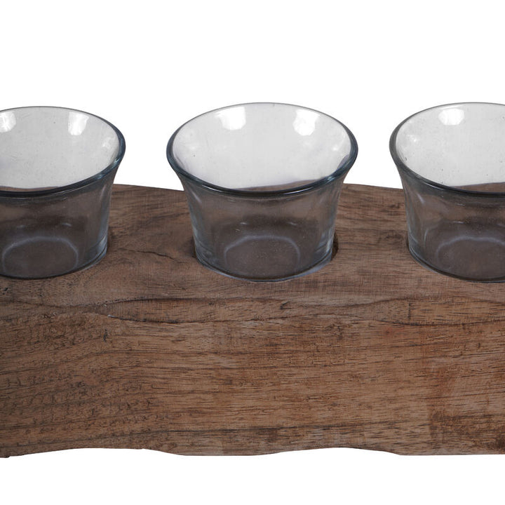 Libra Vintage Wood 5 Light Tea Light Holder
