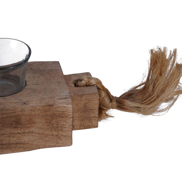 Libra Vintage Wood 5 Light Tea Light Holder
