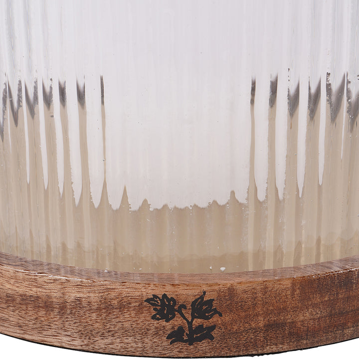 Laura Ashley Large Ribbed Reed Glass Hurricane
