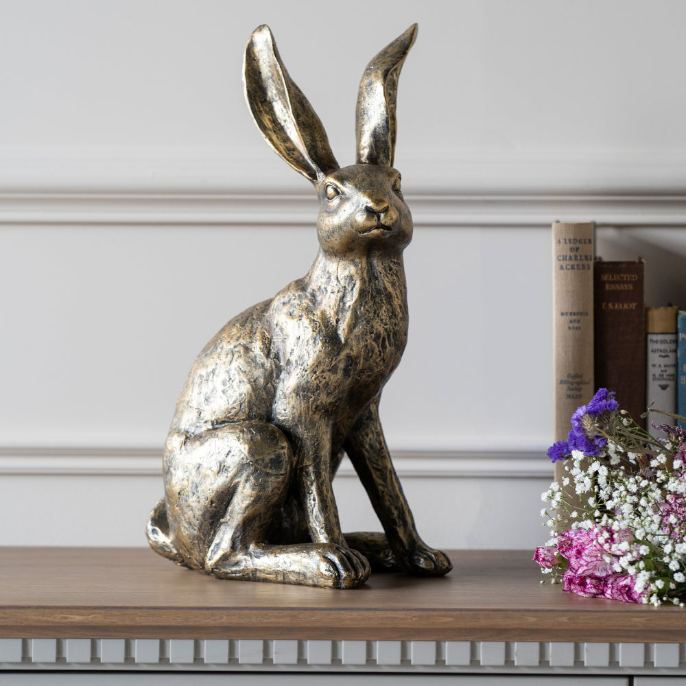 Laura Ashley Antiqued Large Sitting Hare Sculpture