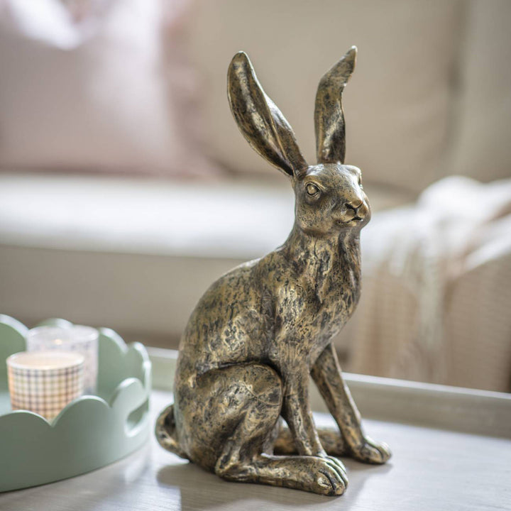 Laura Ashley Antiqued Large Sitting Hare Sculpture