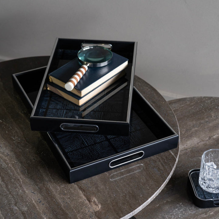Libra Squares Pattern Set of 2 Trays
