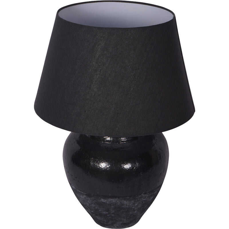 Libra Skyline Black Terracotta Table Lamp with Shade, Large E27 LED GLS