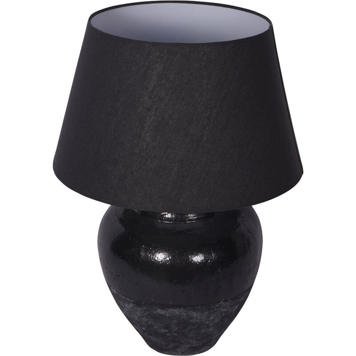 Libra Skyline Black Terracotta Table Lamp with Shade, Large E27 LED GLS