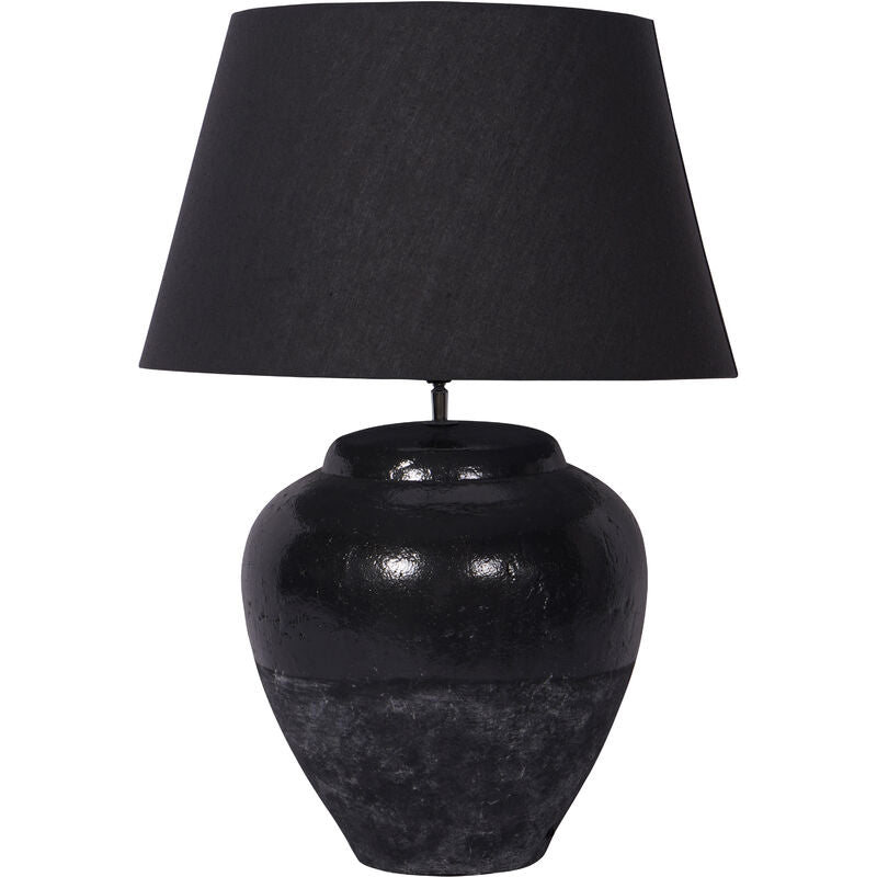 Libra Skyline Black Terracotta Table Lamp with Shade, Large E27 LED GLS