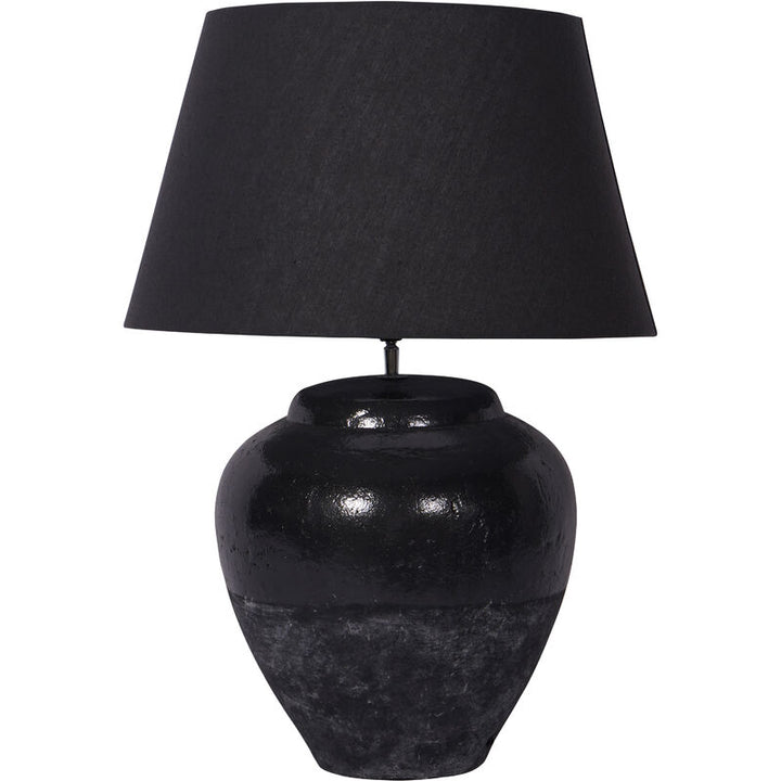 Libra Skyline Black Terracotta Table Lamp with Shade, Large E27 LED GLS