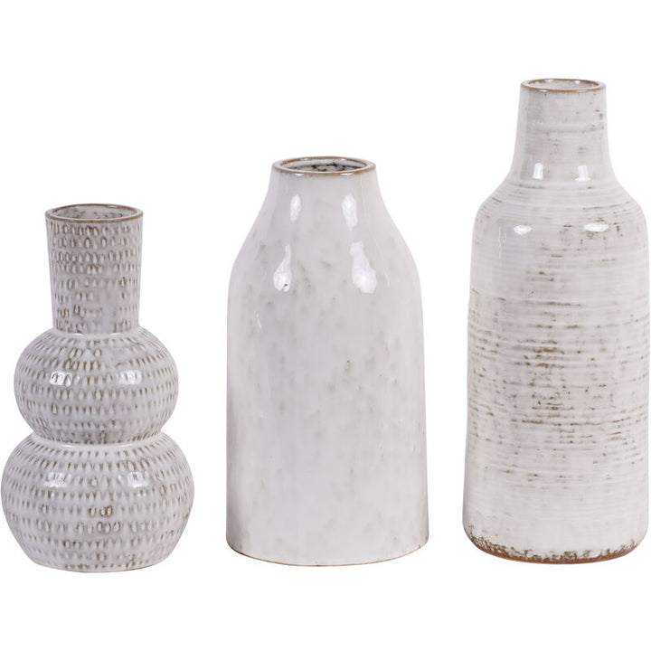 Laura Ashley White Lowick Stoneware Vase Medium