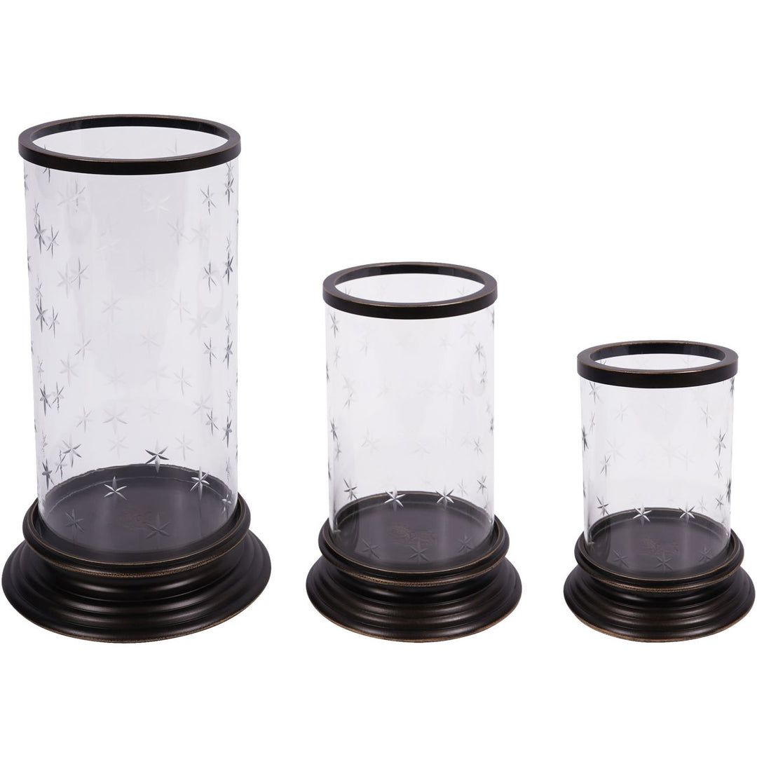 Laura Ashley Dark Bronze Cleverton Hurricane Lamp Large medium and small