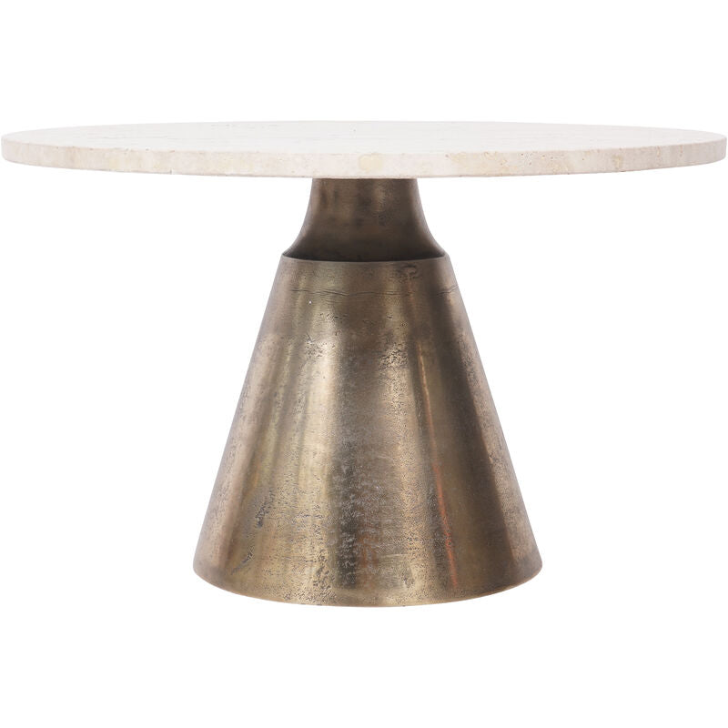 Libra Clifton II Antique Brass and Light Travertine Coffee Table Small 60cm