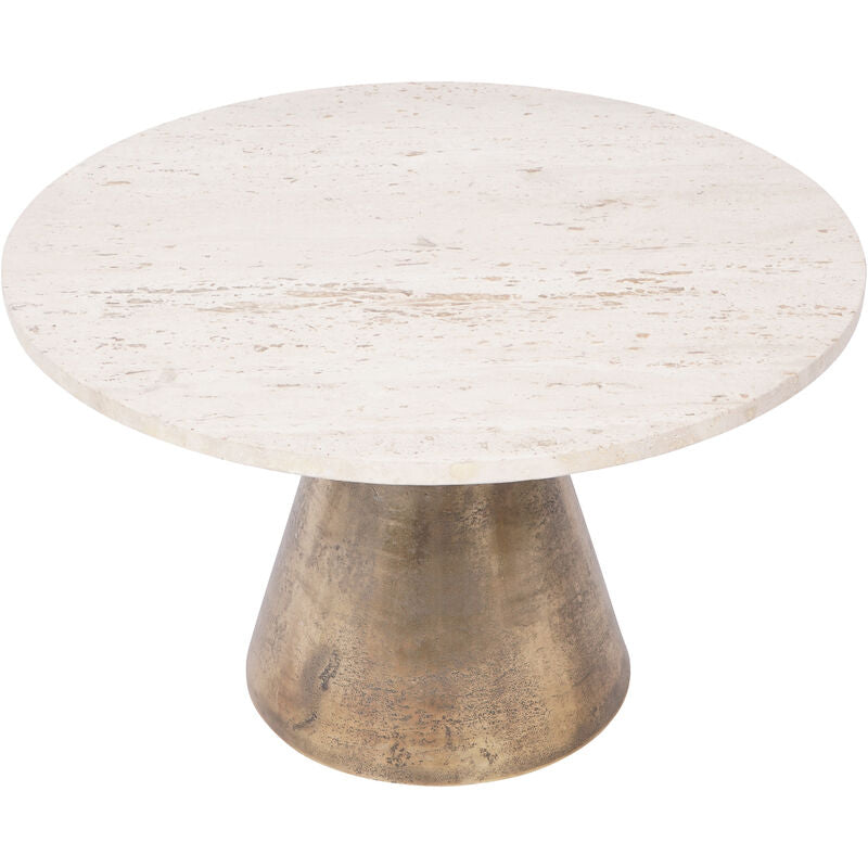 Libra Clifton II Antique Brass and Light Travertine Coffee Table Small 60cm