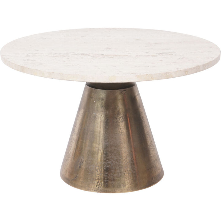 Libra Clifton II Antique Brass and Light Travertine Coffee Table Small 60cm