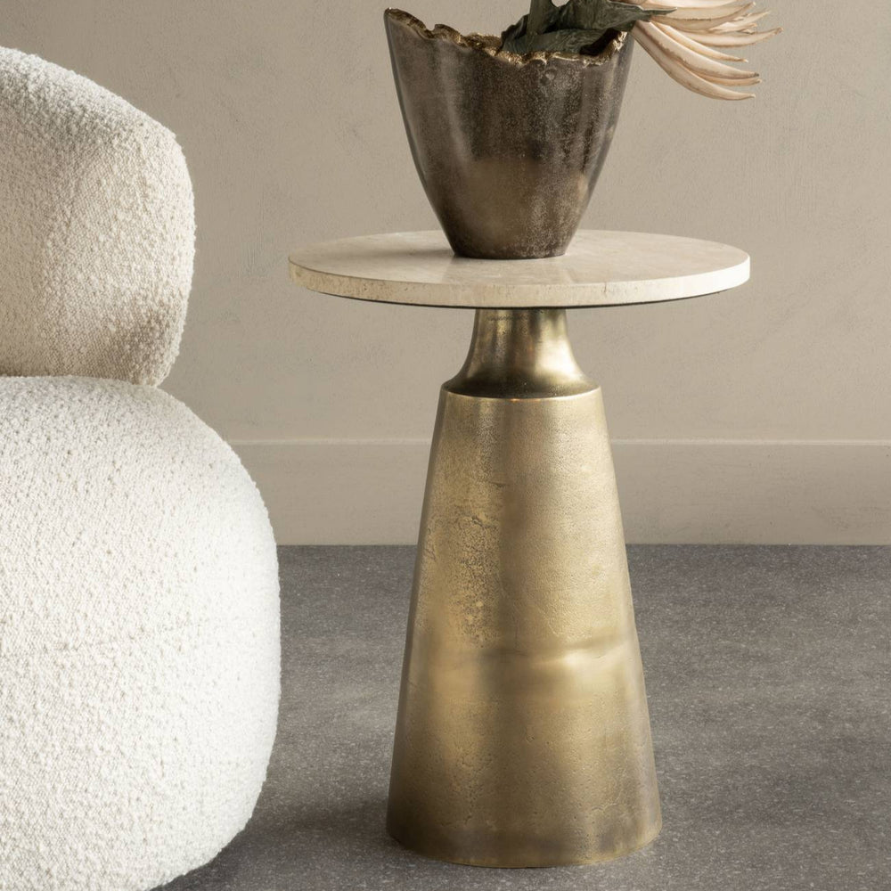 Libra Clifton II Light Travertine Side Table