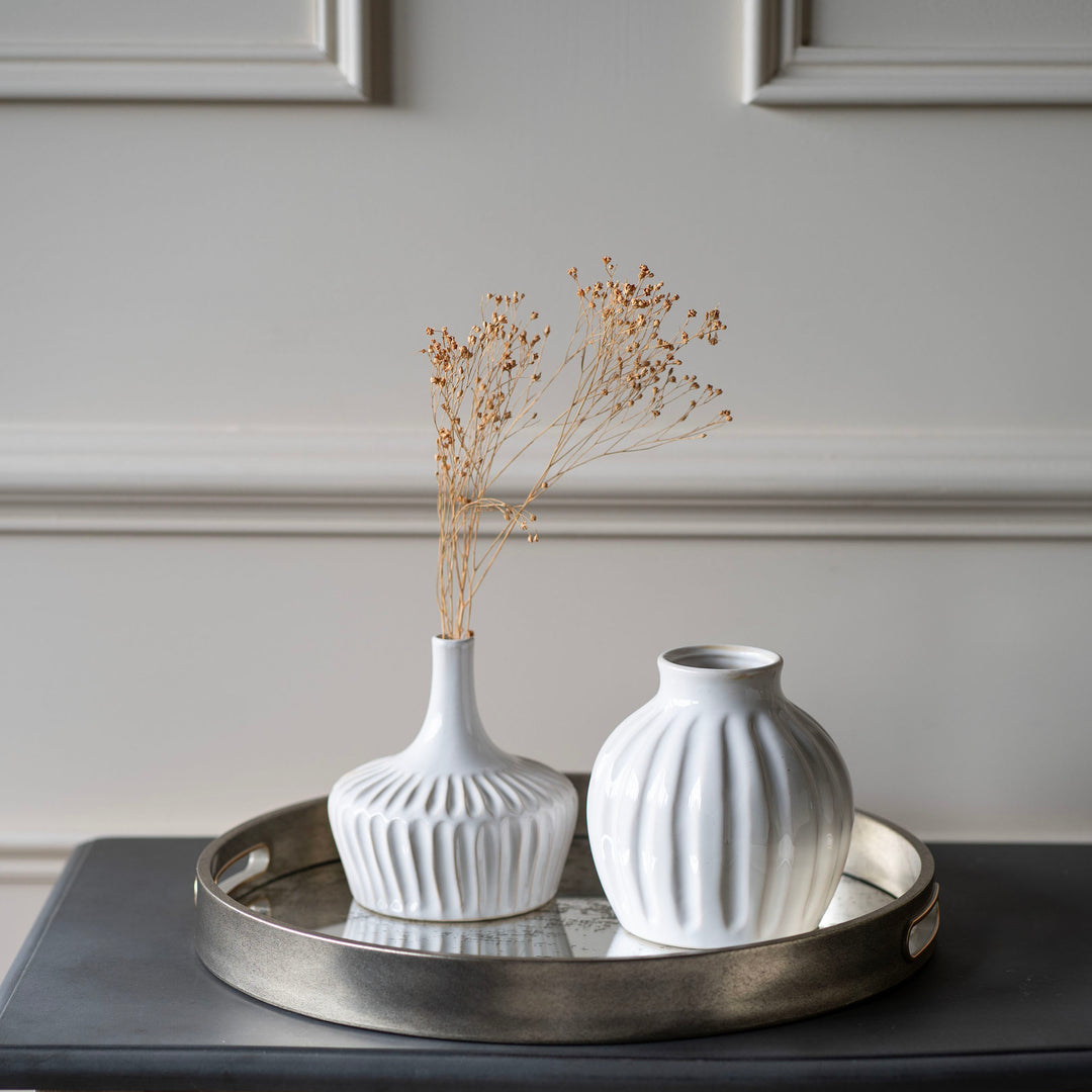 Laura Ashley White Set Of Two Stoneware Vases
