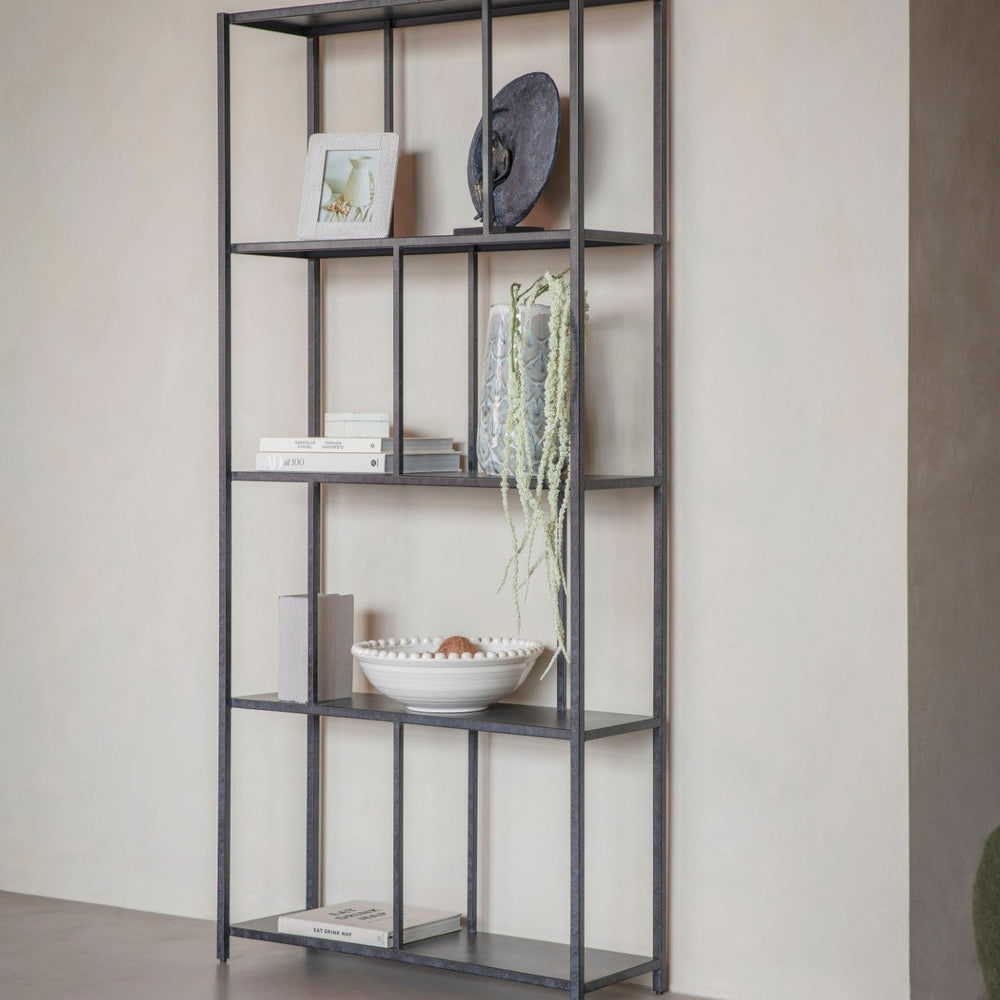 Libra Brooks Tall Metal Shelving Unit Mottled Black