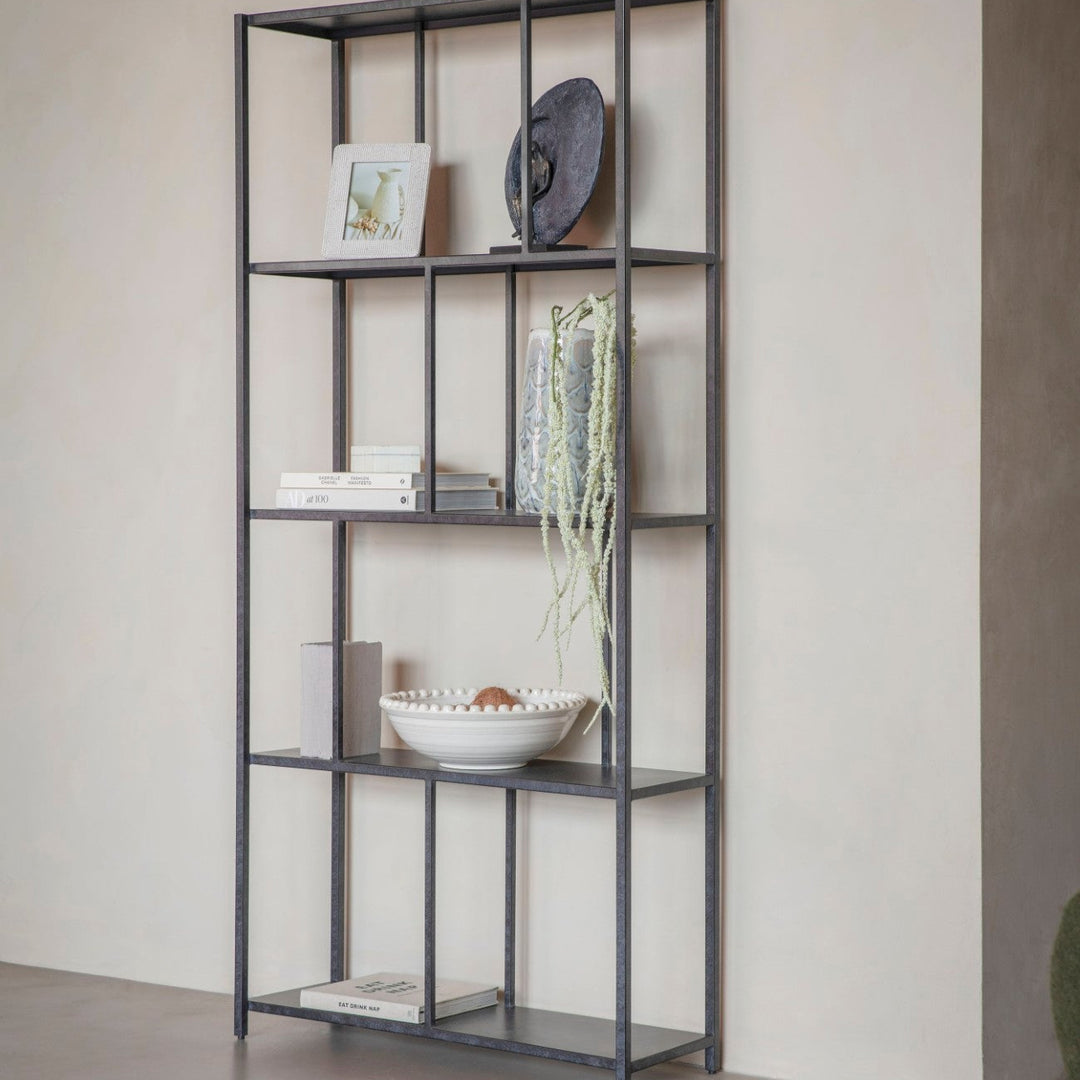 Libra Brooks Tall Metal Shelving Unit Mottled Black