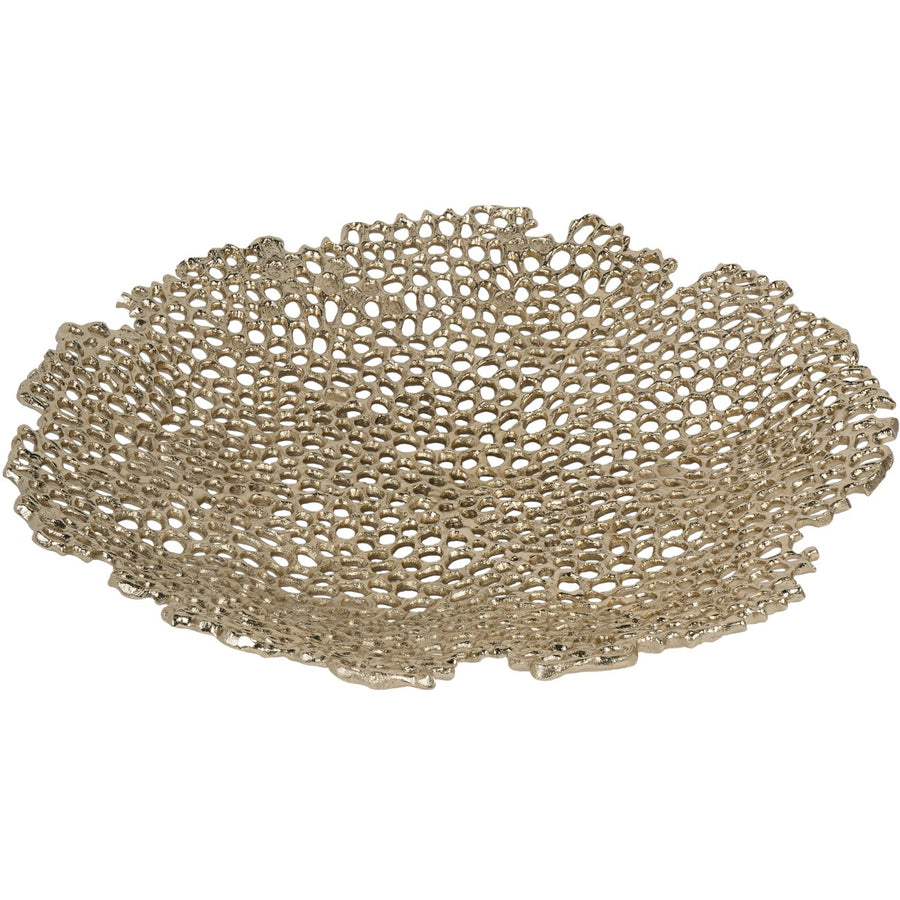 Decorative metal mesh bowl on a white background