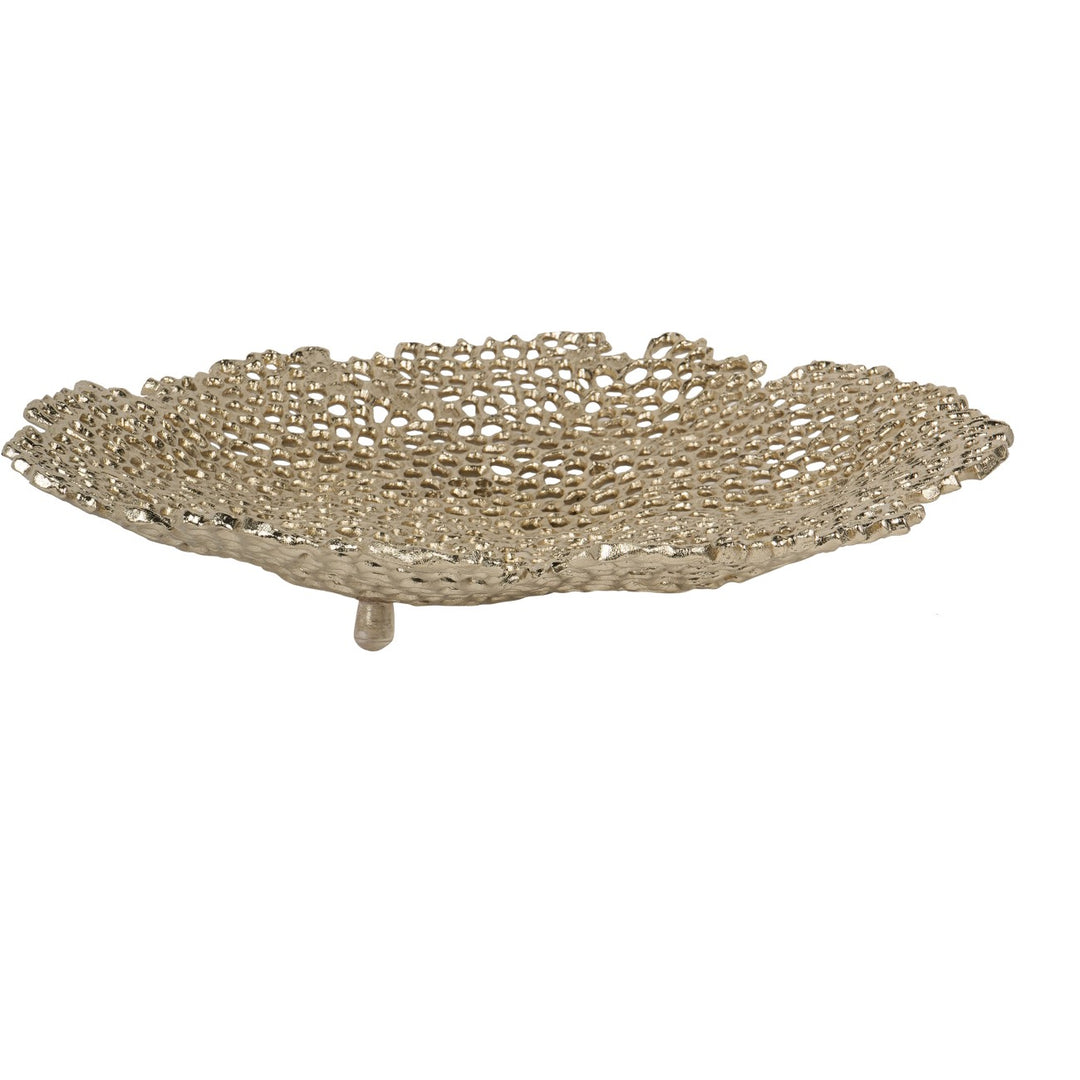 Decorative metal bowl on a white background