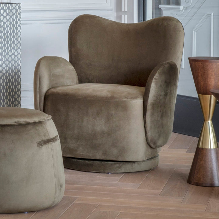 Libra Bingham Upholstered Swivel Chair Velvet Green
