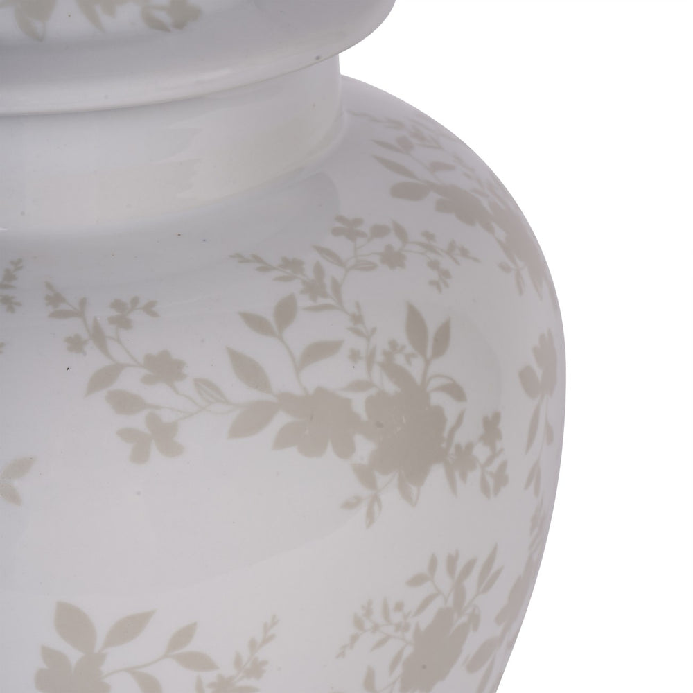 White vase with floral pattern on a white background
