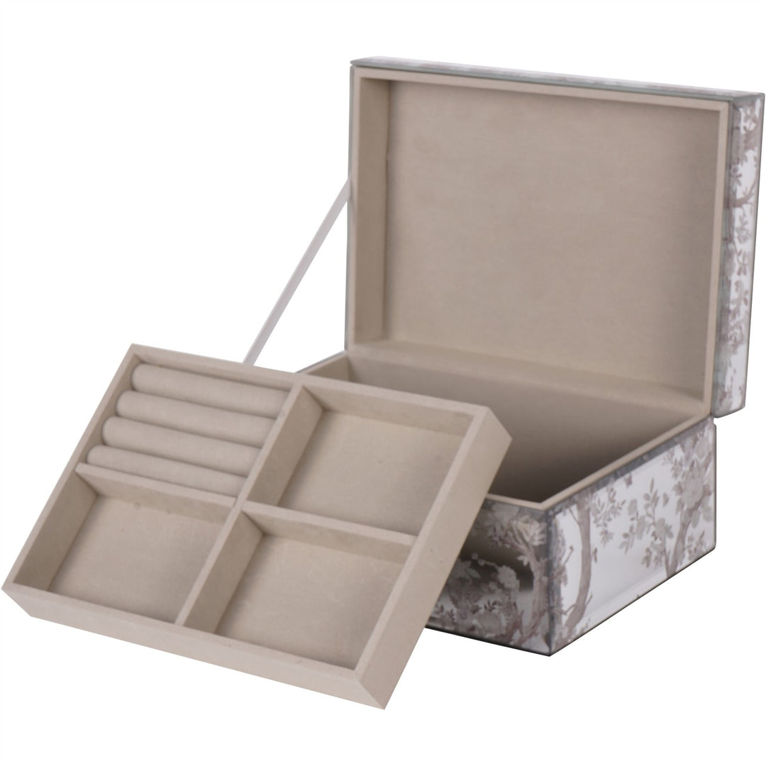 Jewelry box with compartments on a white background