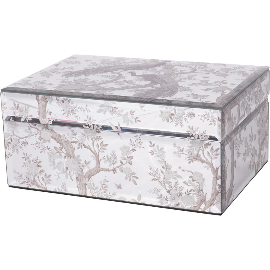 Decorative jewelry box with floral pattern on a white background