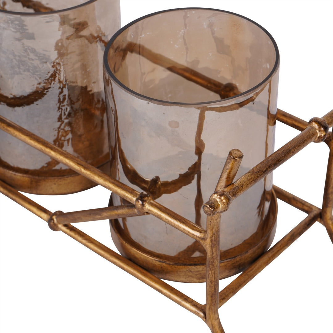Laura Ashley Astaire Bamboo 3 Hurricane Candle Holder