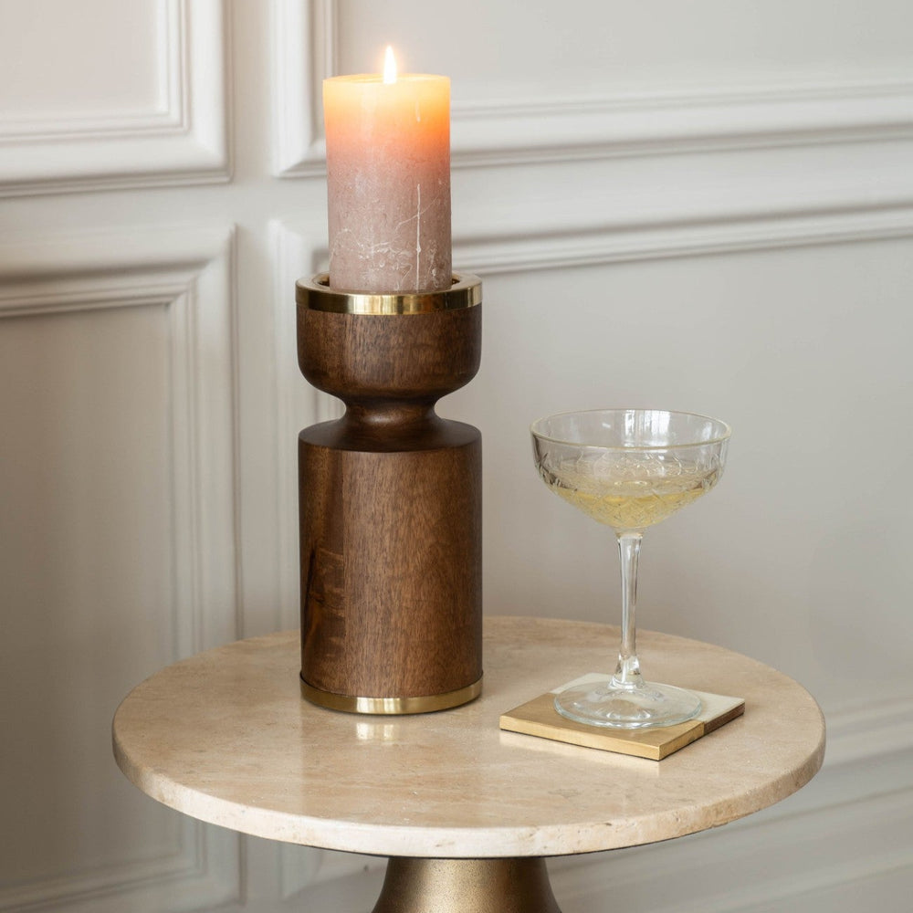 Libra Amalfi Wooden Pillar Holder 23cm