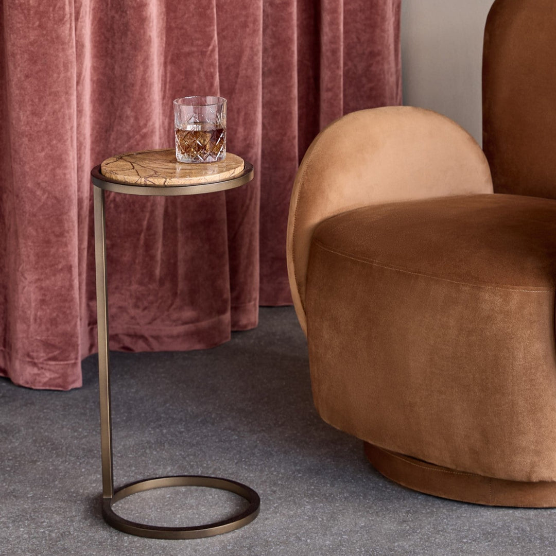 Libra Iota Accent Table Brown Emperador Marble