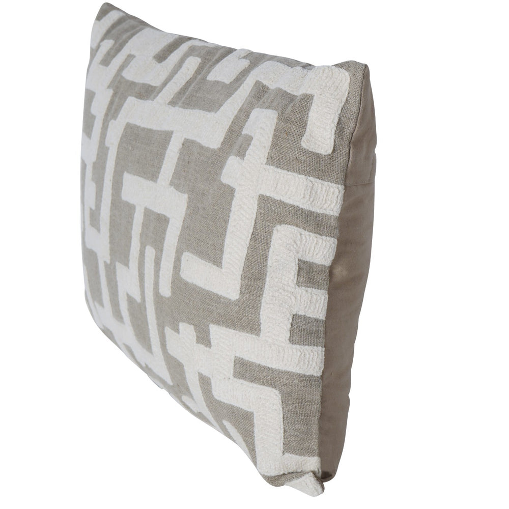 Decorative pillow with geometric pattern on a white background