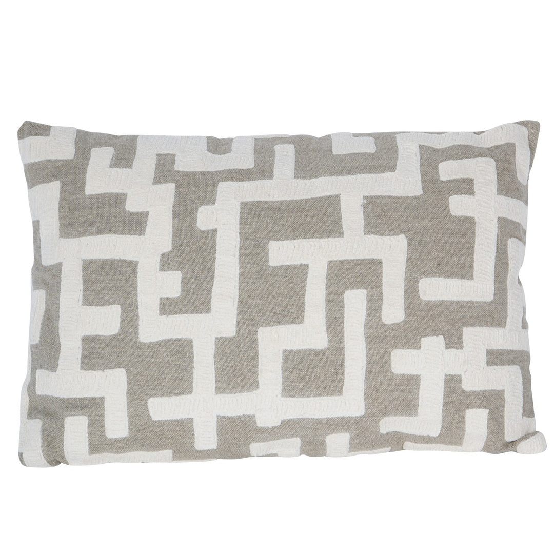 Decorative pillow with geometric pattern on a white background