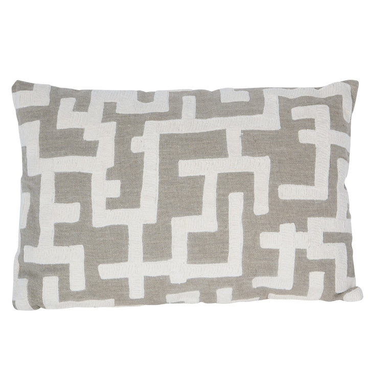 Decorative pillow with geometric pattern on a white background